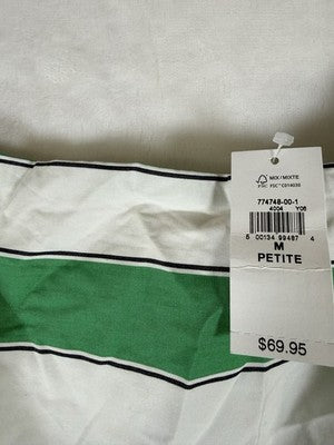 Gap Mini Dress Medium Petite Cotton Poplin Sleeveless Women Green Striped New