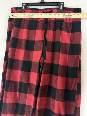 Gap Flannel Pajama Pants Mens Large Red Black Buffalo Check Plaid Drawstring PJ