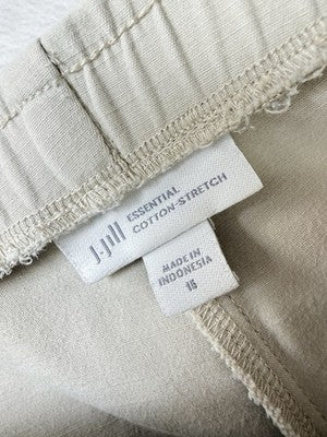 J Jill Essential Cotton Stretch Pants 16 Tan Beige Pull On Pockets Womens