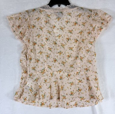 Gap Top Large Womens Babydoll Flutter Sleeve Floral Whimsical Fairycore New NWT