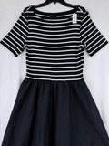 Gap Maxi Dress Large Black Striped Rib Knit Mixed Media Fit & Flare New NWT