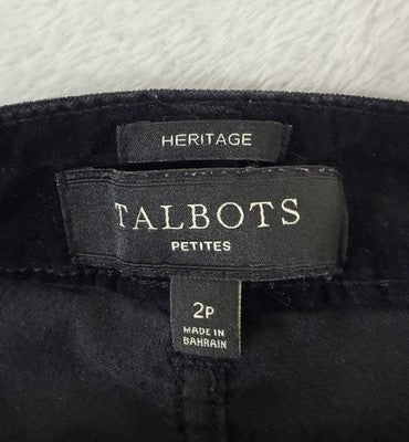 Talbots Velvet Pants 2 Petite Black Velveteen 5 Pocket Heritage Womens 2P