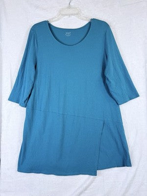 J Jill Pure Jill Wrap Tunic Tops XL Blue Womens Knit Short Sleeve
