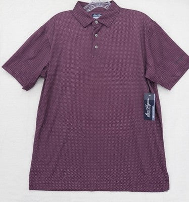 Ben Hogan Performance Polo Small Mens Shirt Sleeve Burgundy Print Golf Shirt New