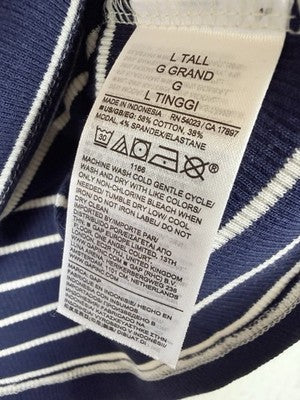 Gap Top Large Tall Womens Modern Apron Neck Tank Navy Blue White Striped New