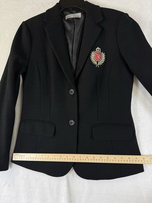 Liz Claiborne Blazer 6 Womens Black Wool Blend Logo Jacket