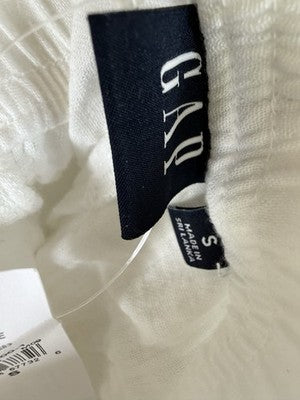 Gap Cotton Gauze Easy Barrel Leg Pants Small Women White Pull On Pockets New NWT