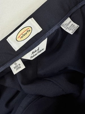 Vintage Talbots Dress Pants 16 Navy Blue Wool Stretch Italian Fabric Womens