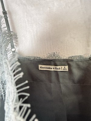 Abercrombie Fitch Satin Camisole Small Green Womens Tops Cami Lace Trim Sleevele