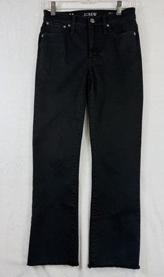 J Crew 9” Demi Boot Crop Jeans 24 Black Denim Womens Raw Hem