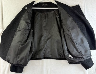 Talbots Jacket 18W Black Blazer Texture Lined Zip Front Plus Size Womens