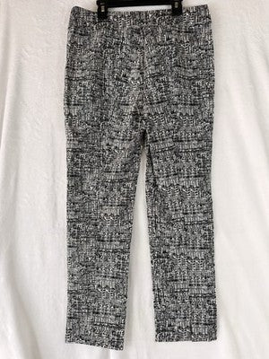 Marla Wynne Pants 12 Pull On Black White Ankle MarlaWynne Tummy Control