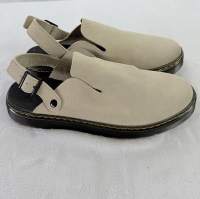 Dr Martens Carlson Mules 12 Mens 11 Womens Doc Suede Leather Beige Clogs