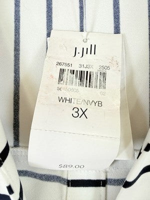 J Jill Wearever Top 3X Short Sleeve Navy Blue White Striped Plus Size Womens New