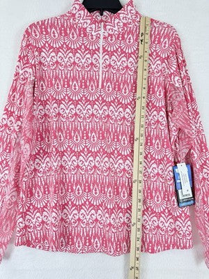 IBKUL Womens Long Sleeve Top XL 1/4 Zip Mock Neck Pink Barbara Golf