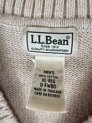 LL Bean Sweater Vest Mens XL Beige 100% Cotton V Neck