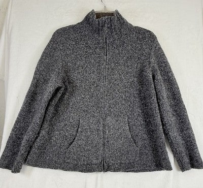 Eileen Fisher XL Sweater Jacket Full Zip Cardigan Wool Cashmere Gray Women
