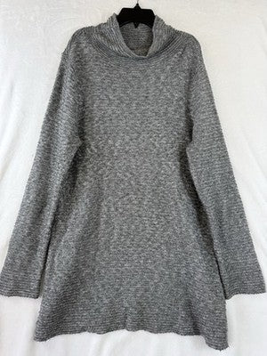 J Jill Large Top Sweater Gray Tunic Long Sleeve Womens Wool Blend High Neck