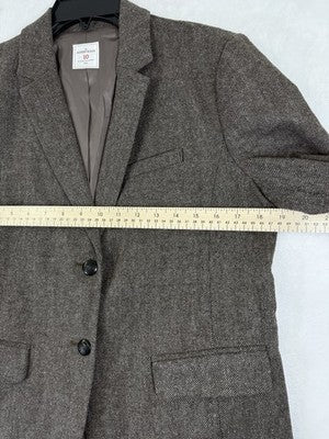 Gap Academy Blazer Womens 10 Brown Gray Herringbone Suit Jacket Pink Lining