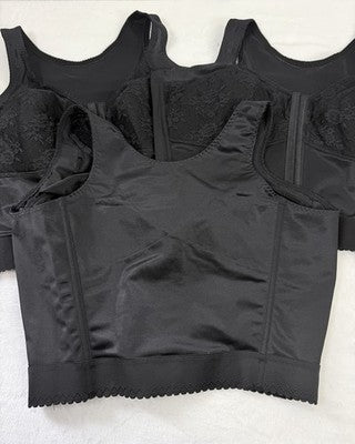 Comfort Choice Longline Bra 48B Black Posture Wireless Front Closure Lot 3 Lace