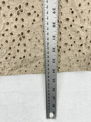 Talbots Dress 6 Sleeveless Eyelet Beige Short Shift 100% Cotton Womens