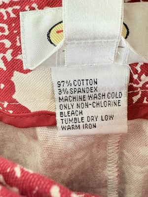 Vintage Talbots Skirt 10 A Line Red Floral Women Cotton Stretch Pleated Front