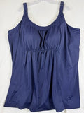 Swimsuits For All Tankini Top 34 Womens Navy Blue Plus Size Swim New NWT
