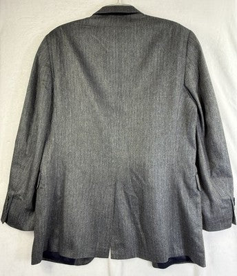 Jos A Bank Blazer 39R 100% Silk Gray Herringbone Windowpane Plaid Mens Jacket