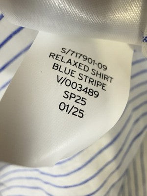 Gap 100% Linen Shirt XS Women Blue Stripe Button Up Long Sleeve Relaxed New