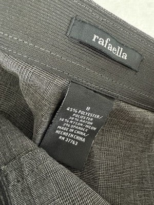 Rafaella Pants 8 Gray Side Zip Flat Front Windowpane Plaid Women