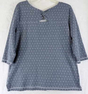 T By Talbots Top 1X Blue 3/4 Sleeve Twist Back Womens
