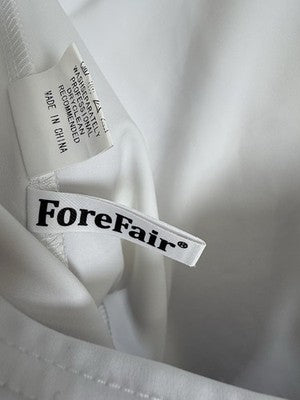 Forefair Backless Top White Long Sleeve Medium Womens Open Back