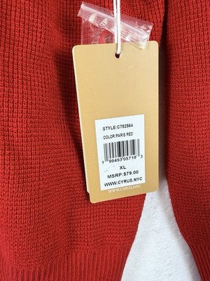 Cyrus Sweater XL Womens Red V Neck Long Sleeve Tops New NWT