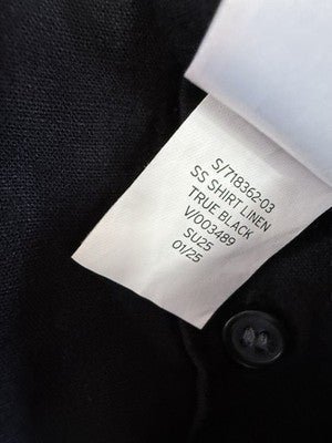 Gap Linen Blend Crop Shirt Small Tall Womens Black Button Up Short Sleeve Women