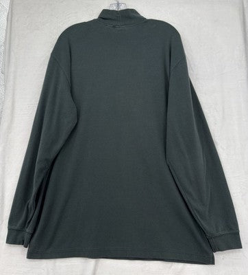 Vintage LL Bean XL Tall Mens Mock Neck Knit Shirt Green Long Sleeve