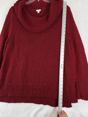 J Jill 3X Sweater Top Cowl Neck Red Long Sleeve Womens Plus Size