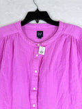 Gap Cotton Gauze Dolman Shirt Medium Womens Top Pink Button Up Short Sleeve New