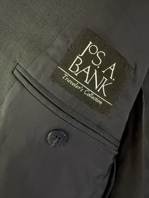 Jos A Bank Blazer 44R Travelers Collection 100% Wool Navy Blue Jacket Mens