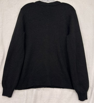 Ann Taylor Loft Cardigan Sweater Medium Black Pearls Button Front Medium Womens