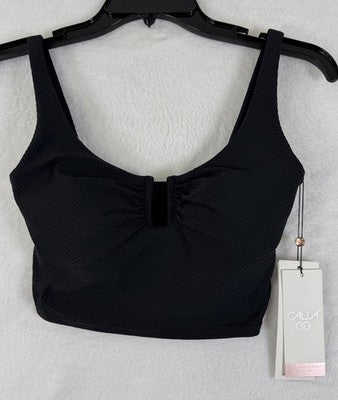 Calia Swim Top XS Longline Bikini Black U Bar Womens Swimwear New NWT