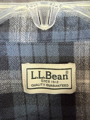 LL Bean Flannel Shirt XL Mens Blue Plaid Long Sleeve Button Down