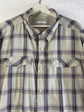 Columbia Shirt Mens 2XL Lightweight Long Sleeve Gray Plaid Fishing Button Up