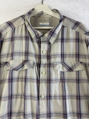 Columbia Shirt Mens 2XL Lightweight Long Sleeve Gray Plaid Fishing Button Up