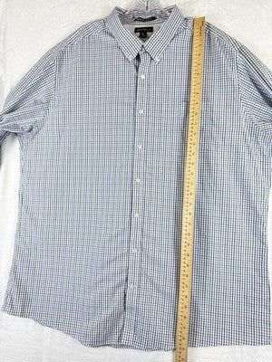 Eddie Bauer Shirt 2XL Tall Button Down Wrinkle Free Relaxed Fit Blue Long Sleeve