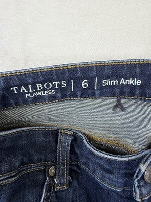Talbots Flawless Slim Ankle Jeans 6 Dark Blue Womens Denim