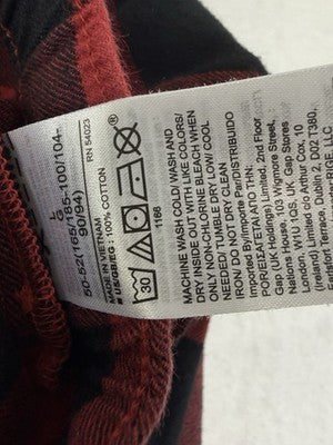 Gap Flannel Pajama Pants Mens Large Red Black Buffalo Check Plaid Drawstring PJ