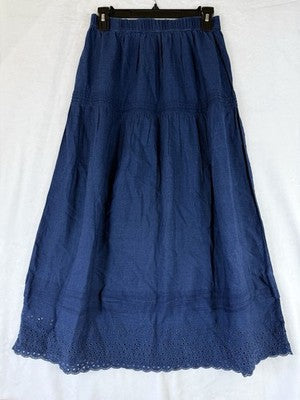 Gap X Doen Skirt XS Midi Blue Long Eyelet Pull On Cottagecore Boho Women New NWT