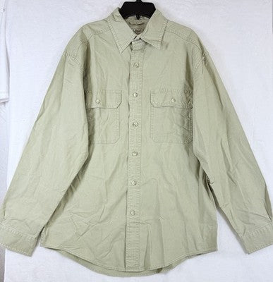 LL Bean Sunwashed Canvas Shirt Small Mens Button Up Traditional Fit Green