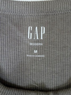Gap Modern Tee Medium Womens Ribbed Sleeveless Top Button Up Brown Knit New NWT