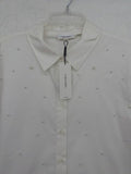 Calvin Klein Top 0X Long Sleeve Shirt White Button Up Pearl Embellished New NWT